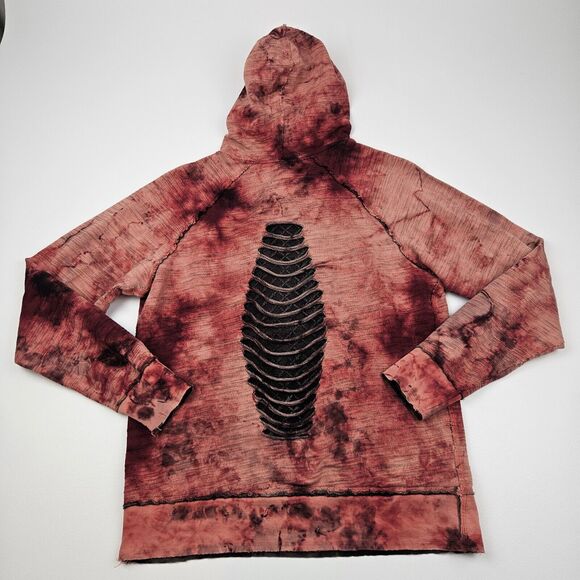 Affliction Live Fast Hoodie Women's M Rhinestone Cut-Out Red/Pink Pullover Y2K - Picture 4 of 10